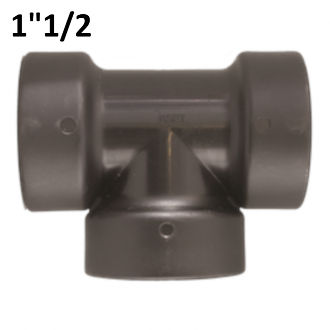TEE T 1''1/2 FFF en polypropylène PP avec joint torique.