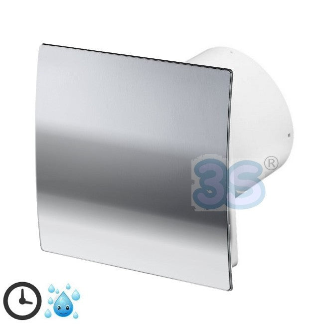 Domestic extractor fan Ø 100 mm with TIMER and HYGROSTAT - glossy chrome grille
