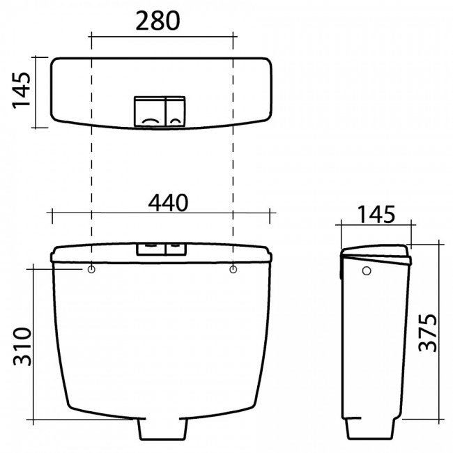 Réservoir de toilette à sac à dos BASIC DUO externe à double bouton