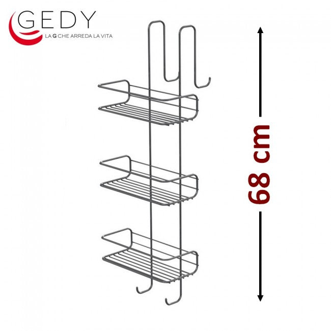 Wire storage caddy with 3 shelves, hanging - G-Tito GEDY 2486
