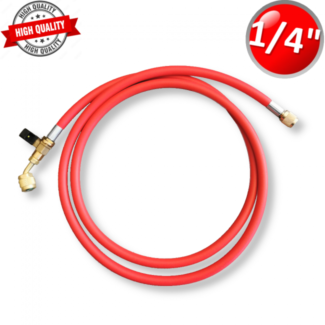 Tuyau flexible avec robinet 1/4'' x 1/4'' SAE haute qualité 1800 mm - Couleur rouge