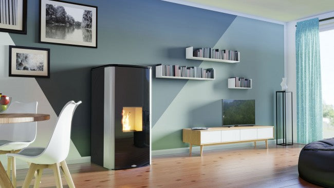 Poêle à eau chaude Italfuoco DOUBLE PORTE 23 kW - 510 m³ blanc - HYDRONIQUE avec circuit d'eau chaude sanitaire