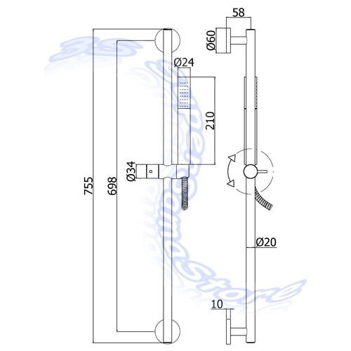 Barre de douche LIFE PAFFONI - ZSAL135CRAG - Barre de douche en métal et supports pour douchette