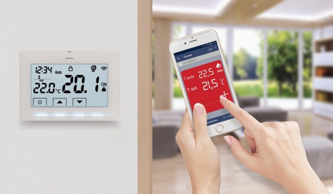 Perry 1TXCR029WIFI - Thermostat programmable Wi-Fi mural, couleur blanche