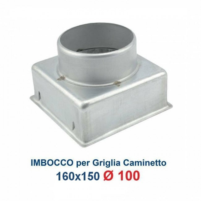 Adapter fitting for fireplace opening (16x15 inlet grille, 100mm diameter)