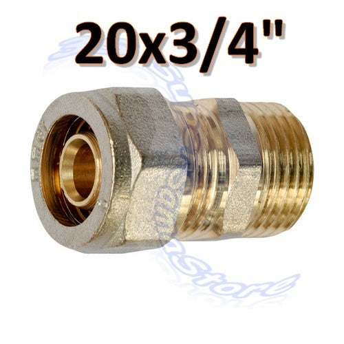 Raccord droit fileté mâle multicouche à visser - 20 x 3/4''