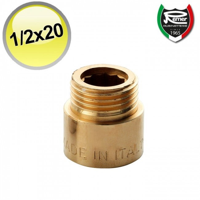 Rallonge en laiton jaune 1/2'' MF longueur 20 mm