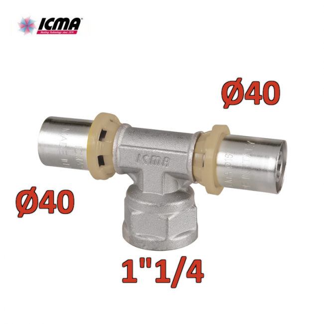 ICMA 408 - Raccord à sertir SEMPITER® 40 x 1''1/4 x 40 avec té femelle