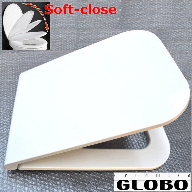 Globo, modèle Stone, abattant à fermeture amortie, 46 x 36 cm, blanc brillant