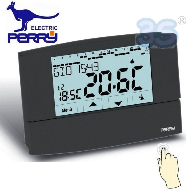 Perry 1CRCR026A - Zefiro TOUCH SCREEN anthracite weekly wall-mounted chronothermostat