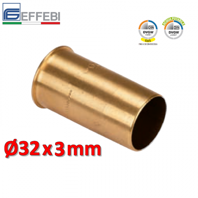 Socket - sleeve Ø 32 x 3 mm with brass reinforcement for polyethylene pipe