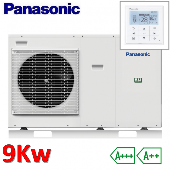 Pompe à chaleur monobloc Panasonic Aquarea 9,0 kW - R32 220 V chauffage et refroidissement - kit de démarrage et d'allumage inclus