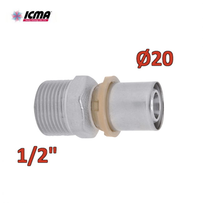 ICMA 402 - 1/2'' x 20 SEMPITER® Straight Male Crimp Fitting