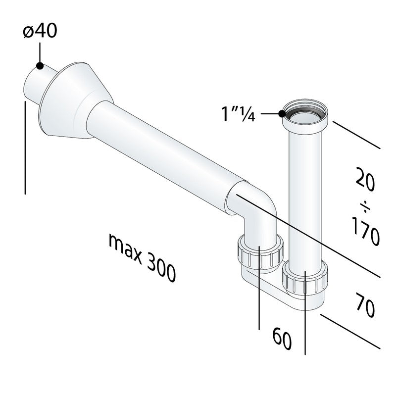 Siphon en plastique blanc pour bidets 1,5" - TEA Mosquito
