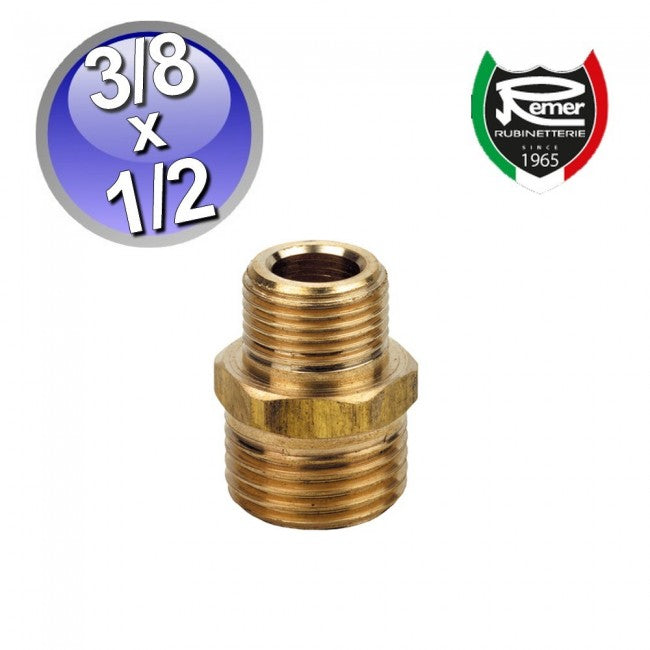 Raccords réducteurs en laiton jaune 3/8'' x 1/2'' MM
