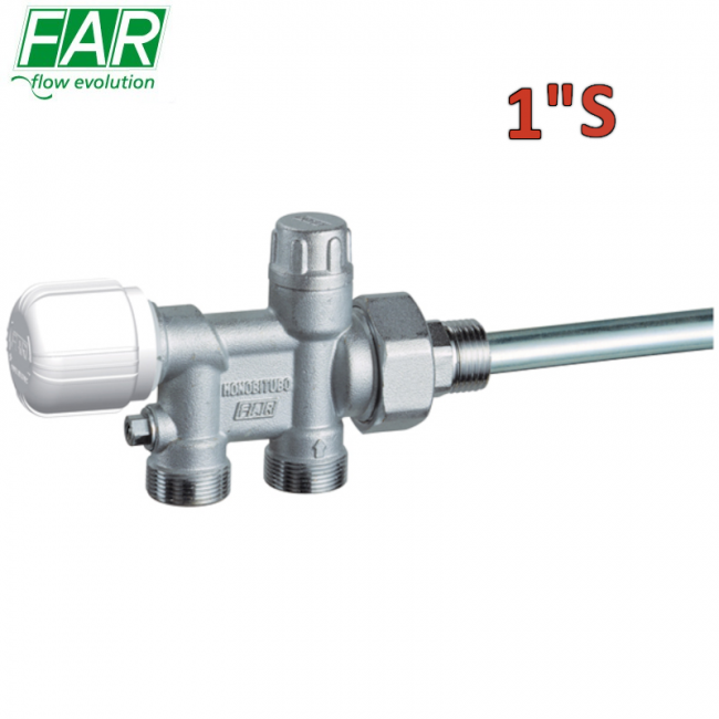 1438 - Vanne thermostatique monotube 1'' avec raccord à gauche, raccord cuivre ou multicouche - FAR
