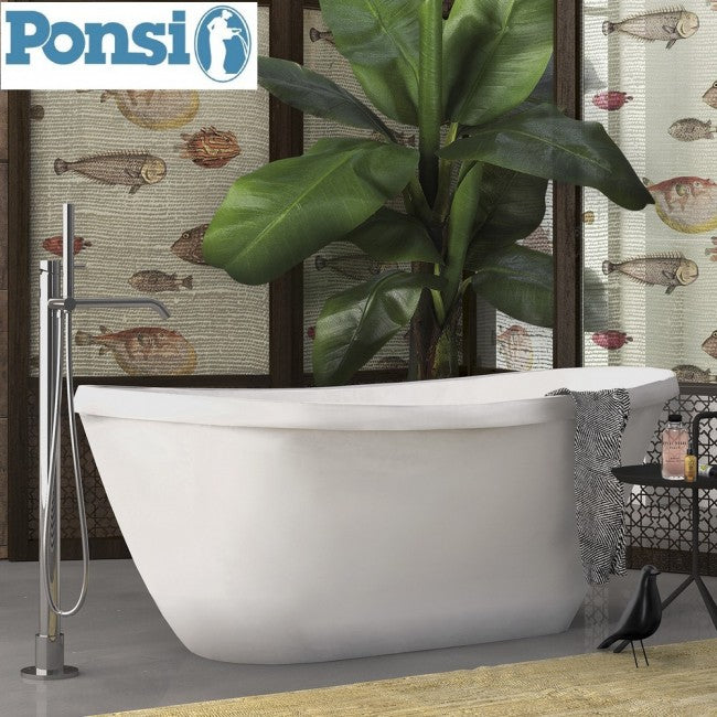 Baignoire GAMMA Ponsi en résine effet marbre avec structure de support - 169 x 71 cm