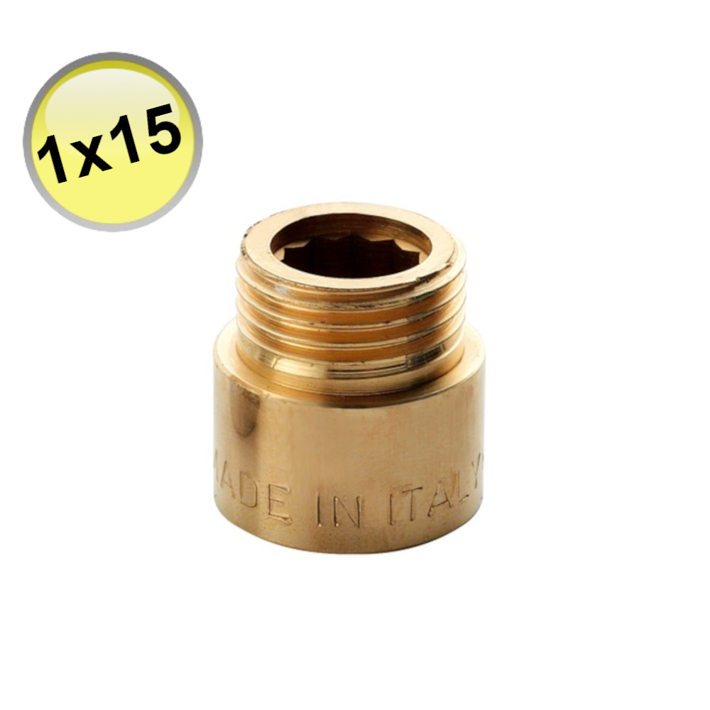 Rallonge en laiton, connexion MF 1'', longueur 15 mm