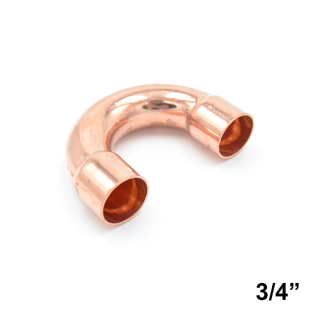 Solder ring 180° copper elbow 3/4'' female - female