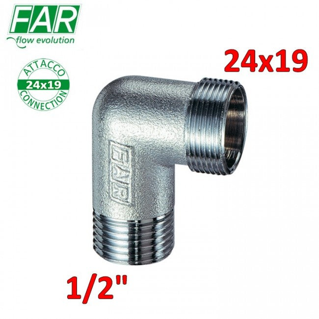 5260 - Coude mâle courbé chromé mat 1/2'' x 24x19 - FAR