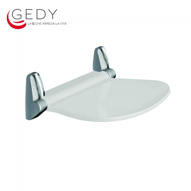 GEDY Sound - White - Foldable chrome shower seat, 120 kg capacity