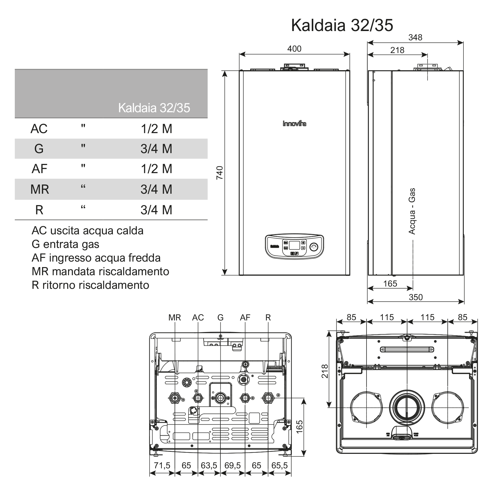 INNOVITA KALDAIA 32/35 - MTN - Condensing boiler 32kW for heating and 35kW for domestic hot water, methane-powered
