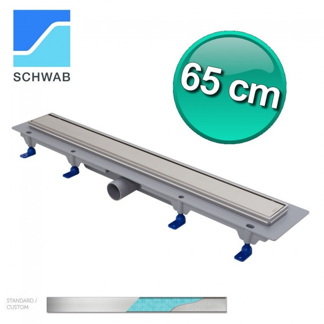 Kit de caniveau de douche affleurant au sol de 650 mm avec cadre en acier inoxydable
