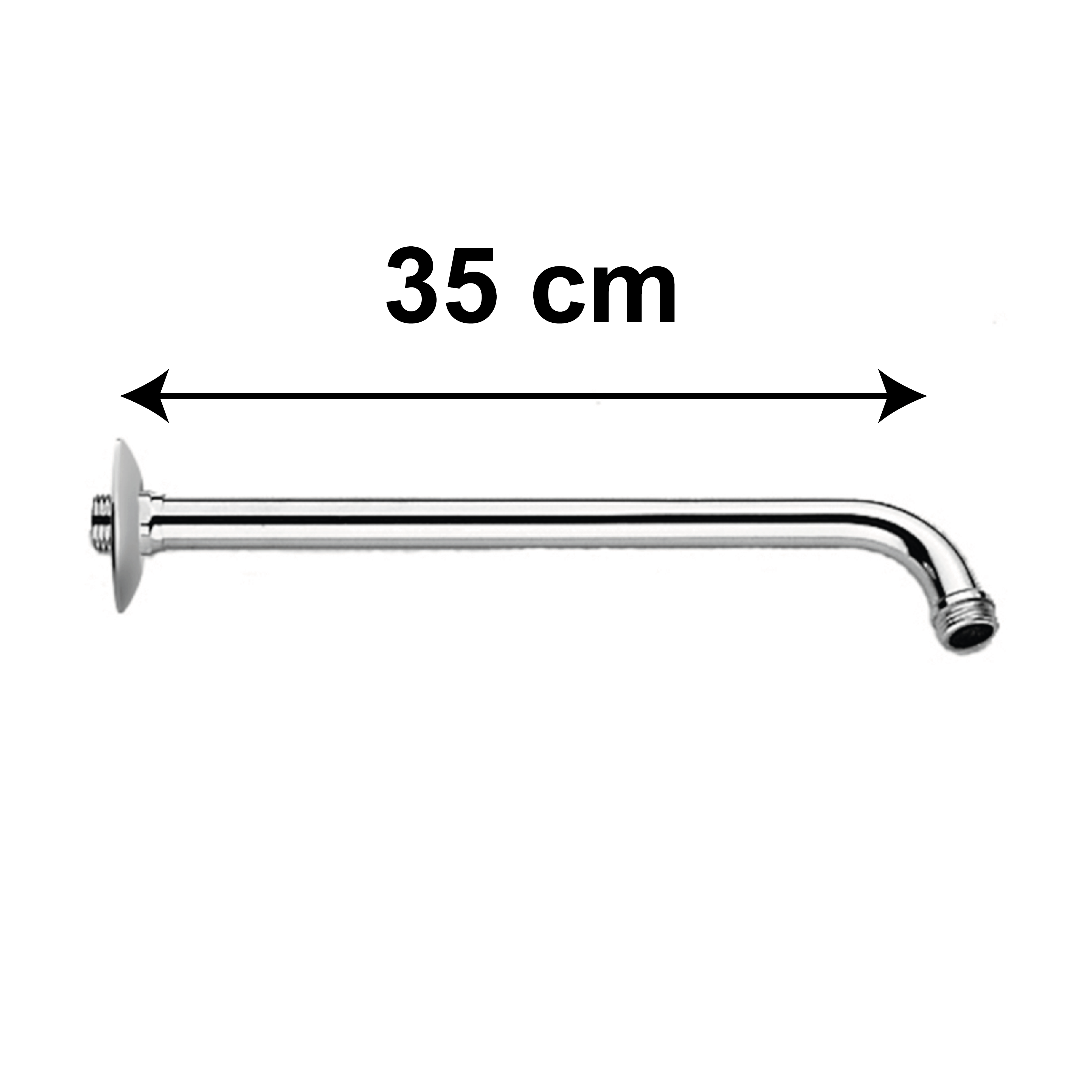 Bras de douche rond de 350 mm pour pommeau de douche avec rosace chromée