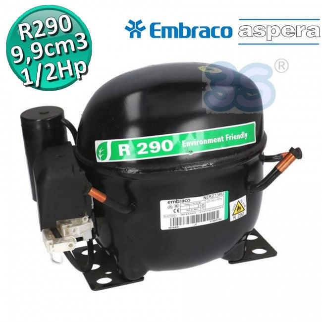 R290 LBP 1/2 Hp 9.99 cm3 Embraco Aspera NEK2134U Gas Compressor