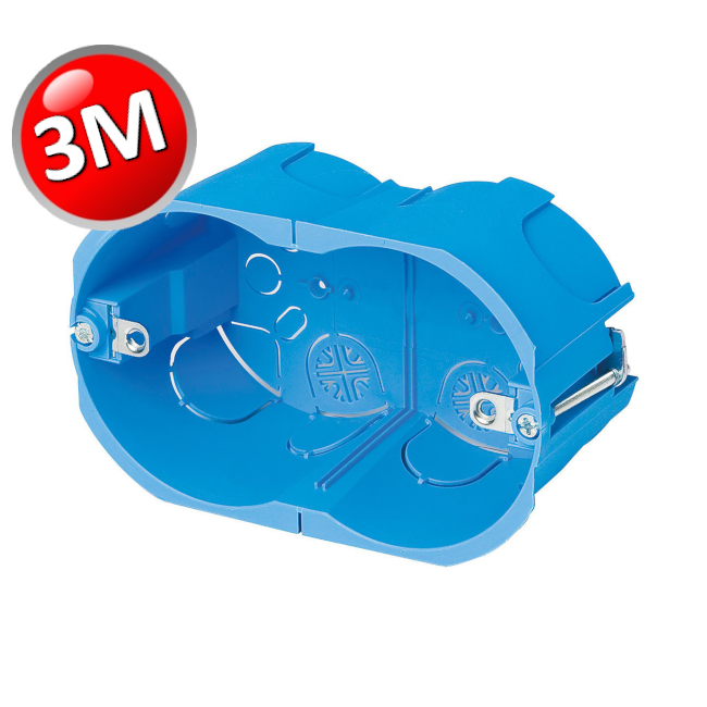 Boîte d'encastrement pour goulotte électrique 3 modules pour cloisons en plaques de plâtre - universelle pour usage résidentiel