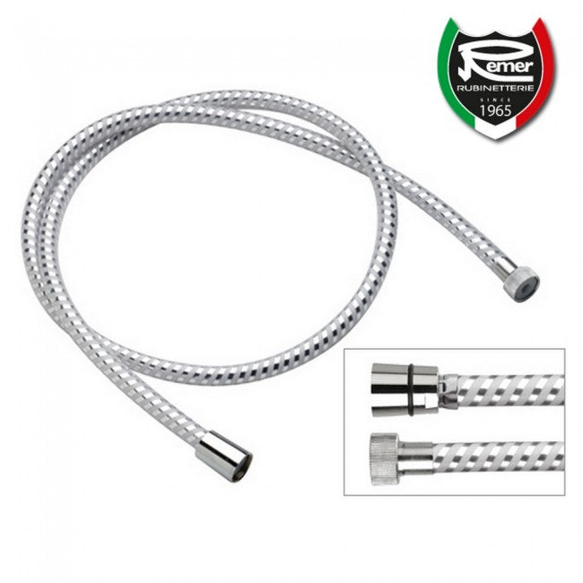 Flexible de douche « BIFLEX » de 120 cm en PVC non toxique, blanc chromé avec raccord conique