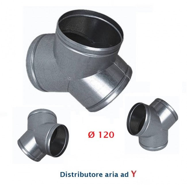 Raccord en Y, diamètre 120 mm - Distributeur d'air chaud, froid et de ventilation