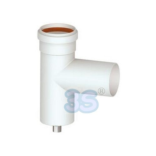 White extruded aluminum TEE fitting with condensate conveyor Ø 80mm