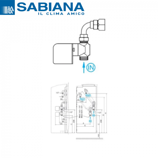 Vanne 2 voies Sabiana pour serpentin principal + kit de connexion libre (taille 1-5) 9060478W