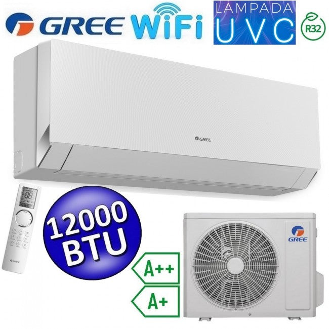 Climatiseur mono-split Gree CLIVIA blanc WiFi R32 12 000 BTU A++/A+ avec lampe de stérilisation UVC
