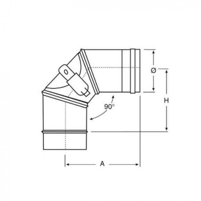 Coude à 90° Ø 80 mm - Acier noir inspectable à 3 secteurs pour poêles à granulés