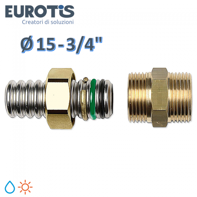 Raccord rapide en laiton Ø 15 - 3/4'' fileté M avec double joint torique pour eau et solaire - Eurotis