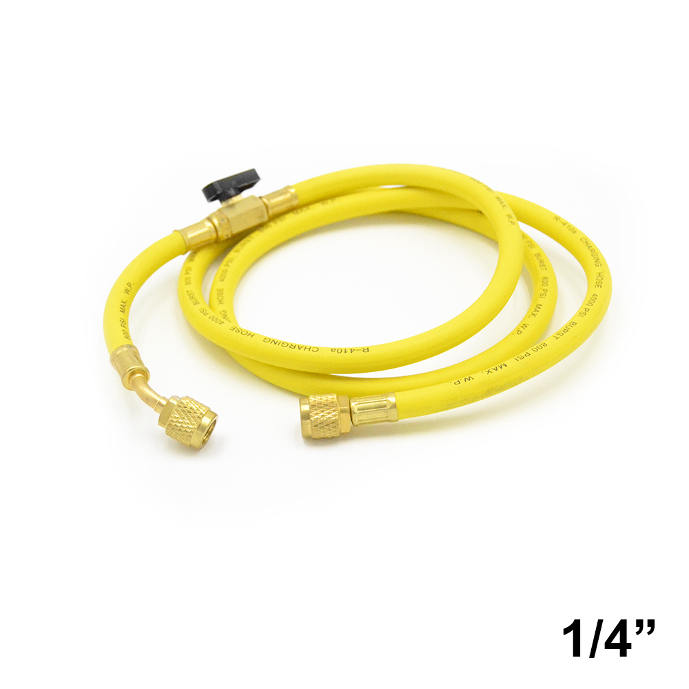 Tuyau flexible avec robinet SAE 1/4 intégré - JAUNE