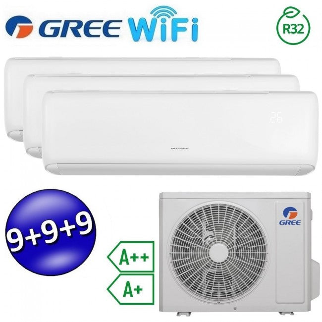 Climatiseur split ARI à onduleur Wi-Fi 9000 + 9000 + 9000 BTU - GREE R32 classe A++/A+ (essai)