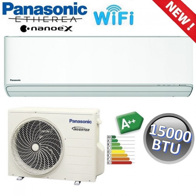 Climatiseur monosplit Panasonic ETHEREA blanc R32 - 15 000 BTU A++ avec Wi-Fi et NanoeX