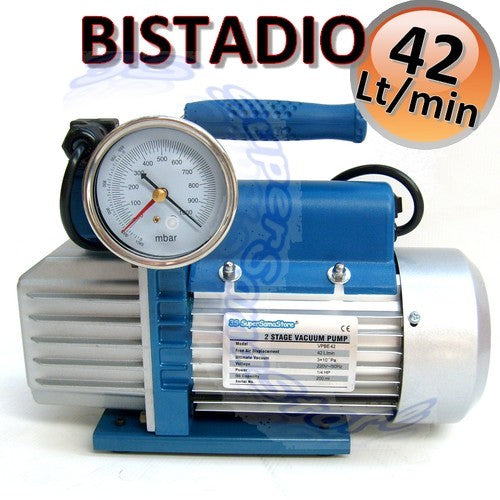 Pompe à vide à deux étages, électrovanne de 42 l/min et manomètre à vide