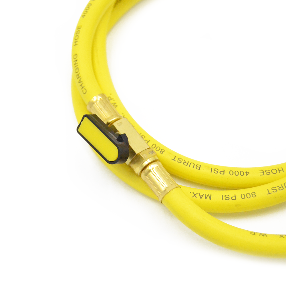 Tuyau flexible avec robinet SAE 1/4 intégré - JAUNE