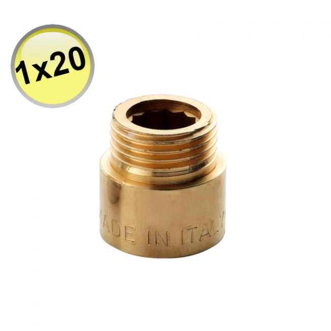 Rallonge en laiton, connexion MF 1'', longueur 20 mm