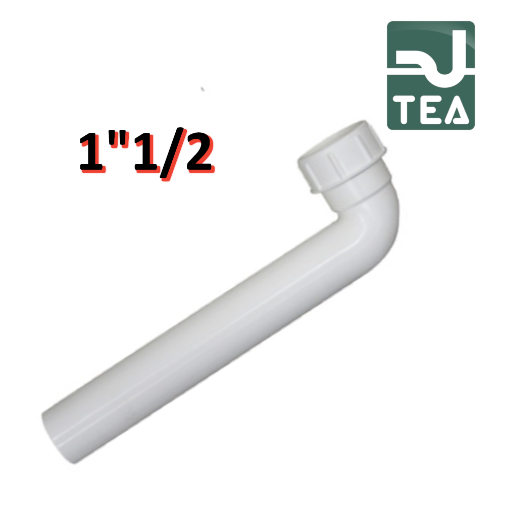 Rallonge de tuyau de drainage coudée Ø40 mm 90° L-250 mm avec écrou annulaire et joint Ø 1''1/2