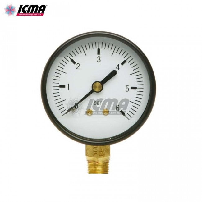 Manomètre ICMA 1/4'' réf. 224 pour raccordement radial à l'eau, 0-6 bar