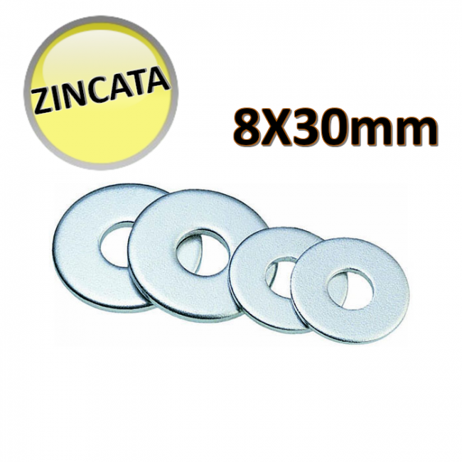 OTER - Galvanized Washer M8x30x2.5 mm - PACK. 10 PIECES