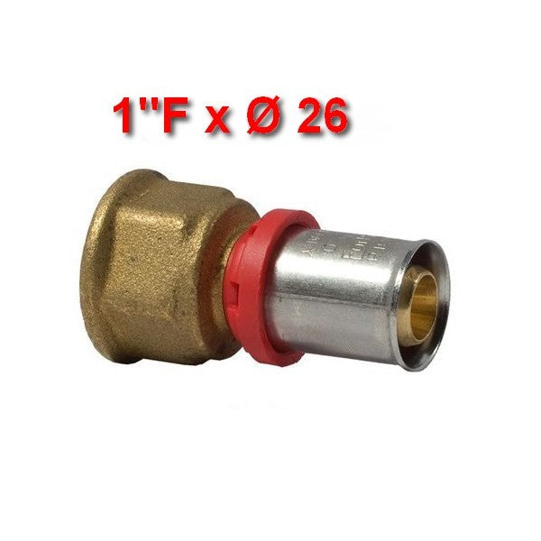 Tuyau multicouche à emboîtement forcé - Raccord droit femelle 1'' x Ø 26 mm