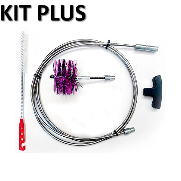 3 m chimney sweeping kit for Ø 80 pellet flue, professional articulated stainless steel brush