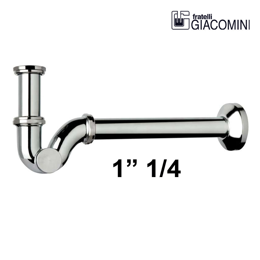 Siphon de bidet Giacomini 1,5" en forme de S en laiton chromé