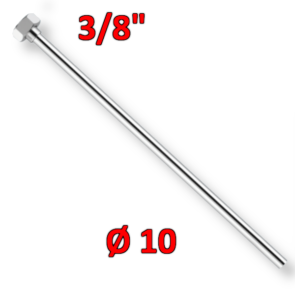 Chrome-plated copper tube Ø 10 mm - with 3/8'' brass plate and nut L. 30 cm